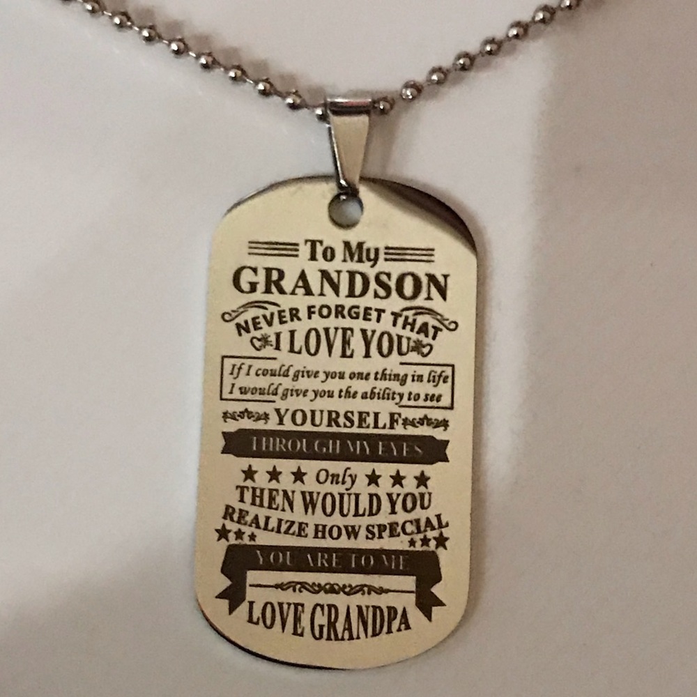 To My Grandson... Stainless Steel Dog Tag Necklace